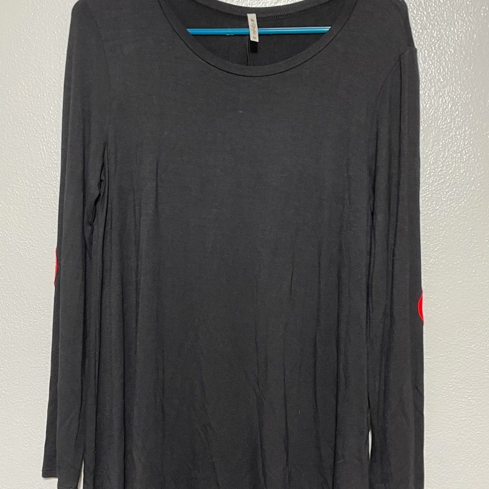 Black, Red Heart on Elbows Tunic